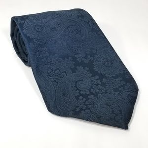 Vintage Paisley Textured Navy Blue Tie